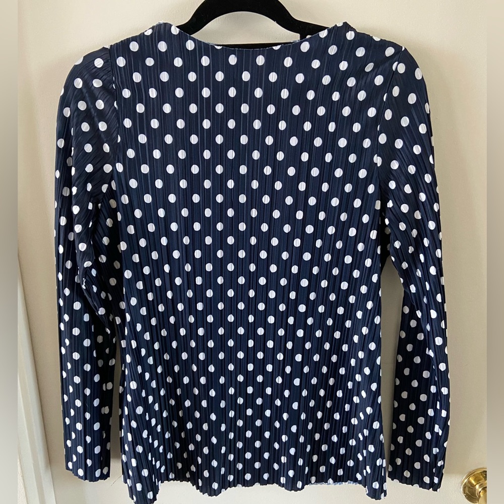 ASOS navy blue and white polka dot blouse